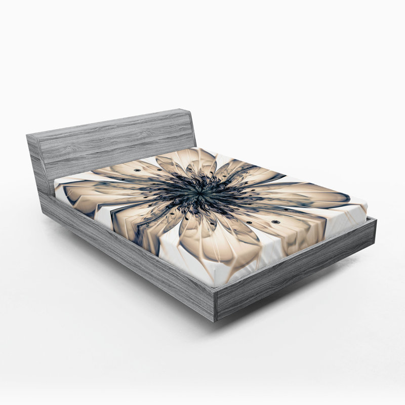 Ensemble de 2 draps-housses Ambesonne, Drap-housse très grand californien, Cocoa/Black Floral