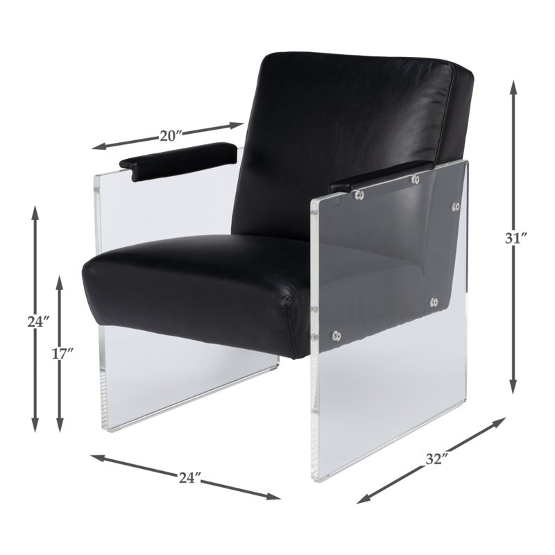 Vernie Leather Armchair, Black Genuine Leather