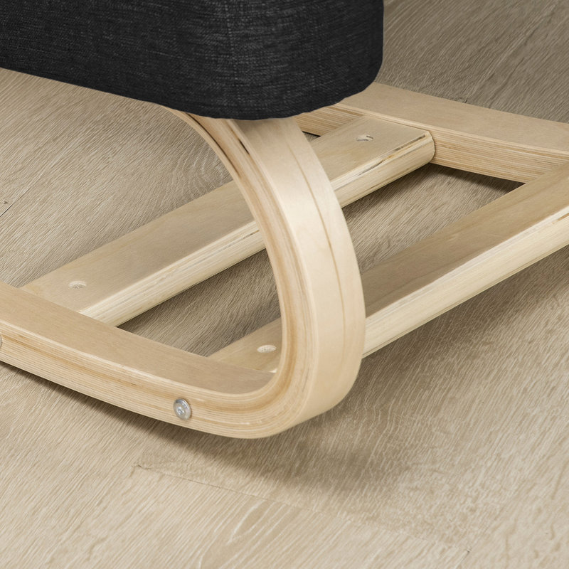 Ergonomic Kneeling Chair, Wood Kneel Stool, Black, Black