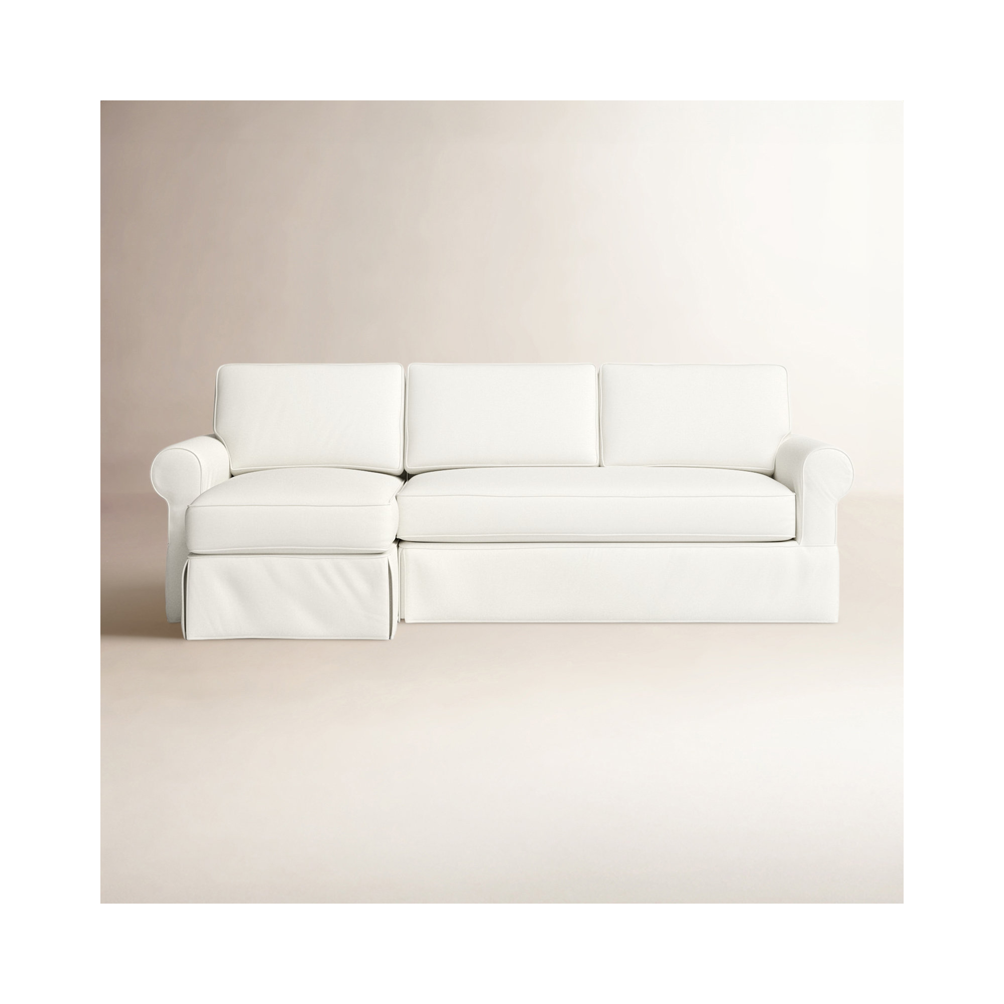 Porter Upholstered Chaise L-Sectional, Left Hand Facing, Bayou Off White Canvas