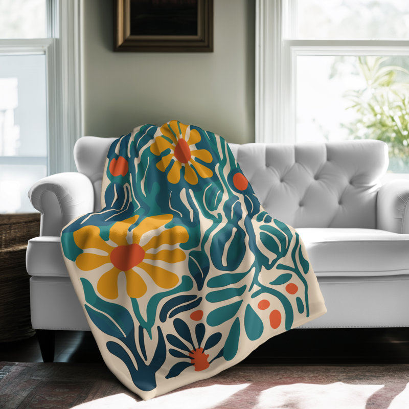 Technicolor Petal Waltz - 1 pièce Sherpa Premium - reproduction d'art luxueuse, Lit simple