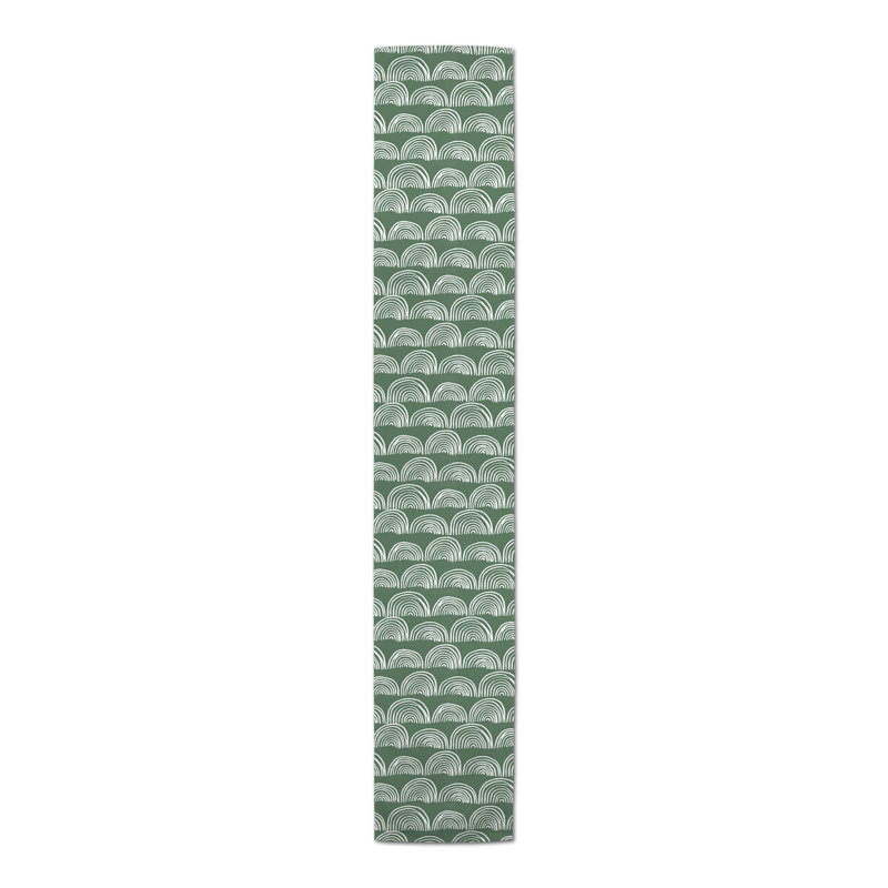 Half Circle Pattern Yellow 4 Table Runner, 72" L x 16" W, Green