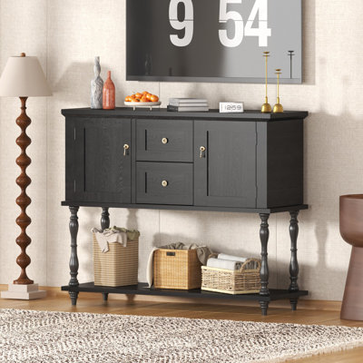 42" Farmhouse Console Table with 2 Drawers & 2 Doors, Wood Entryway Table with Storage Shelf, TV Stand for Living Room