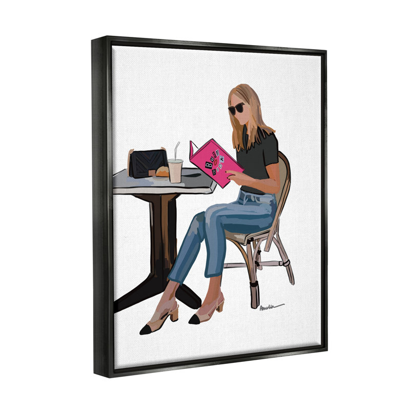 «Stupell Industries Burn Book Movie Girl Sitting» par Amelia Noyes, Cadre flottant noir de jais, H 31 po x l 25 po x P 1,7 po