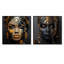 Tribus expressives noires et dorées, femme africaine I - femme, ensemble de 2 reproductions d'art mural-102580767-102580762