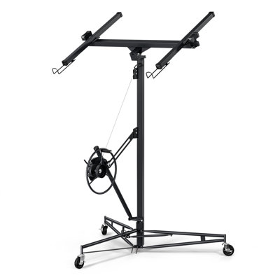 16 ft Drywall Lift Panel Hoist, 150 lbs Heavy-Duty Sheetrock Jack with 360° Rotation, Adjustable Telescopic Arm & Locking Caster Wheels