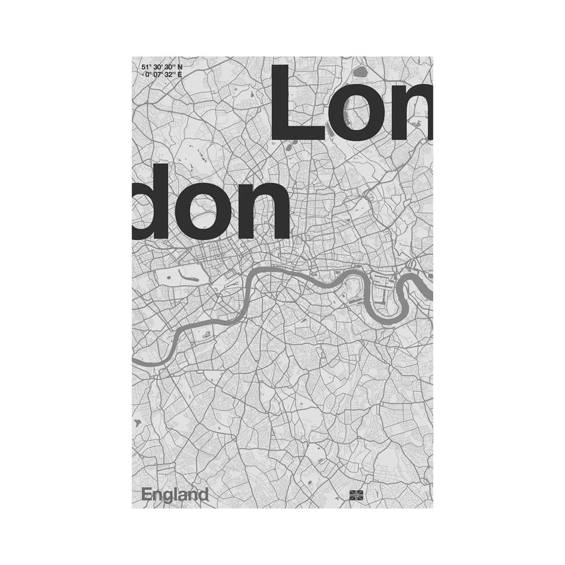 Carte de Londres, H 12 po x l 8 po x P 0,75 po