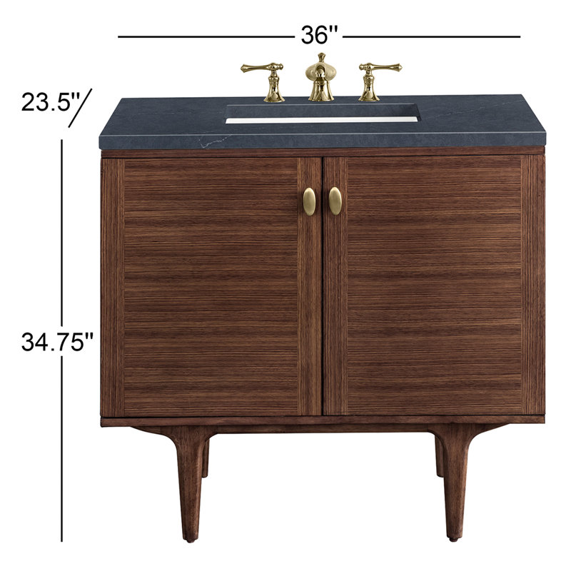 Amberly 36'' W Single Vanity, Charcoal Soapstone, 8" Widespread