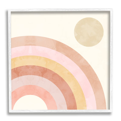 «Pink Desert Rainbow Rising Sun», art géométrique sur toile surdimensionné par Daphne Polselli