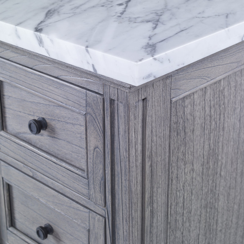 Danbury 60'' Gray Mahogany Single Bathroom Vanity with Marble Top