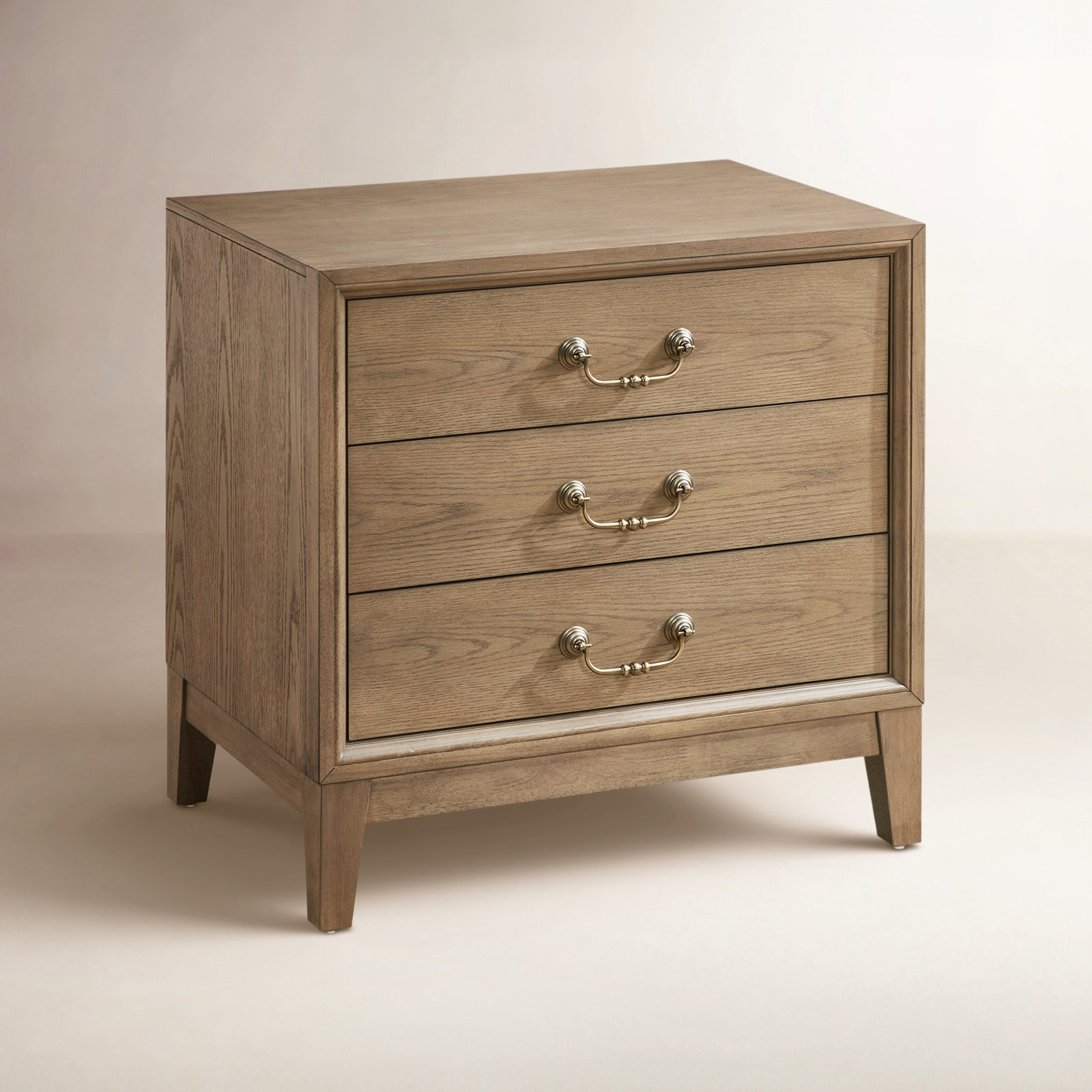 Bartlett 3-Drawer Oak Nightstand, Brown