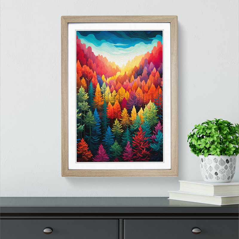Single Picture Frame Print on Wood, 46cm H x 34cm W, Oak Framed