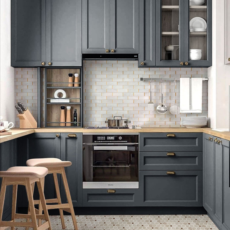 Natural Bianco 2" x 6" Marble Brick Joint Mosaic Wall Tile, Gold/White