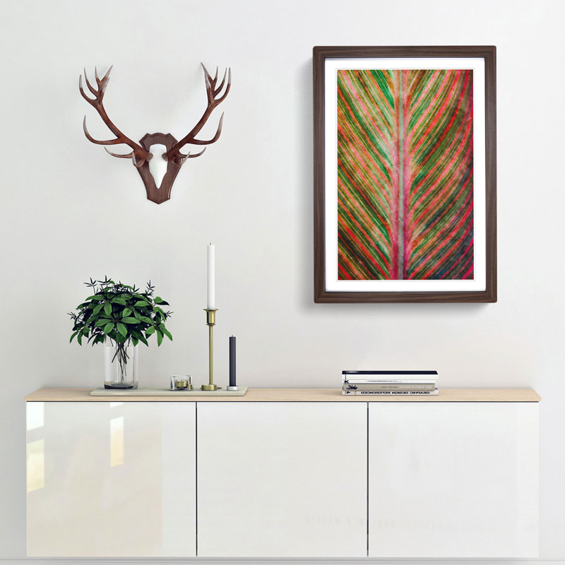 Leaf Stripes - Framed Print, Walnut Framed, 87cm H x 62cm W x 2cm D