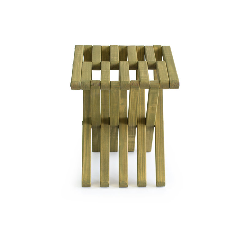 Avocado Green Pine Wood Foldable Accent Stool