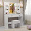 Meuble-lavabo blanc moderne avec lumières DEL, prise de courant intégrée et rangement spacieux