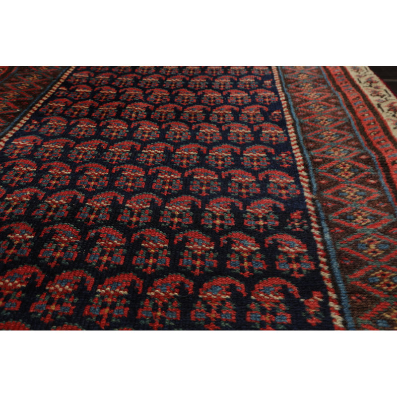 Tapis traditionnel en laine noué à la main 3 pi x 17 pi 7 po Kerman