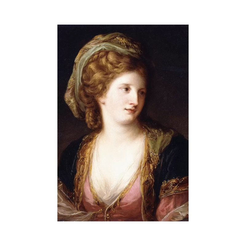 Portrait Of The Artist, Bust Length, Wearing A Pink Dress And A Gold Embroidered Blue Robe, 1767 by Angelica Kauffmann - Wrapped Canvas Painting