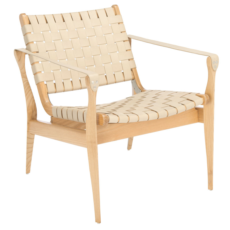 Armchair, Natural, White Genuine Leather