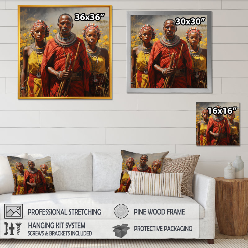 Art mural africain, «Vibrance III» - Balenciaga, Toile tendue, H 16 po x l 16 po