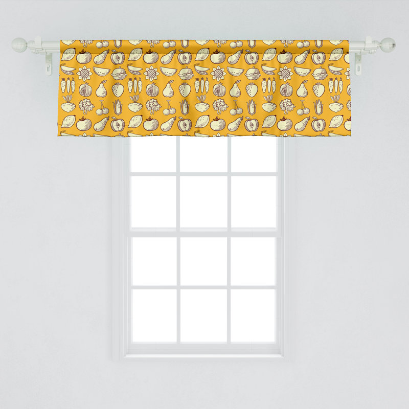 Pale Orange and Yellow Satin Fruit Pattern Valance Set