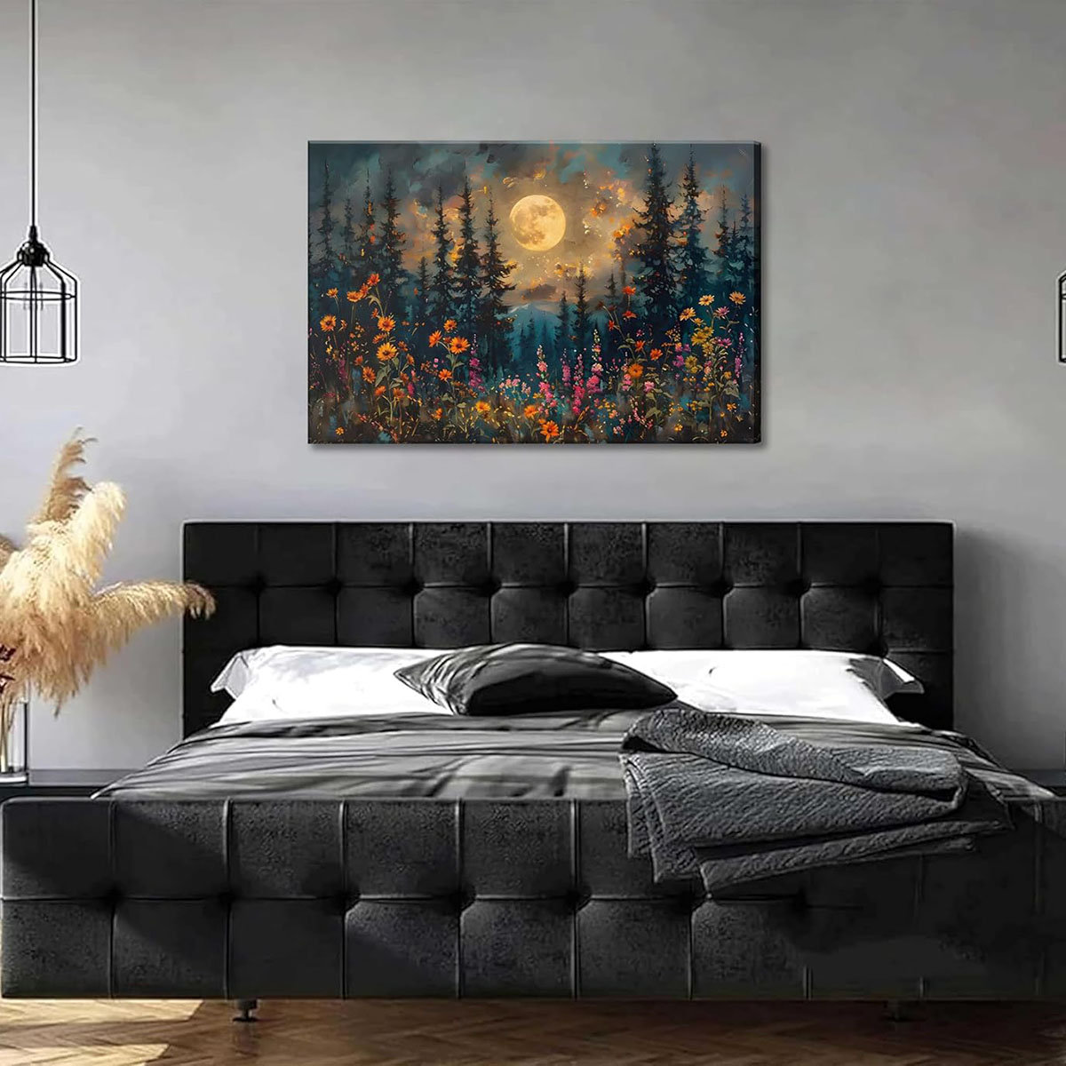 Millwood Pines Full Moon Forest Canvas Wall Art Moonlit Pine Tree ...