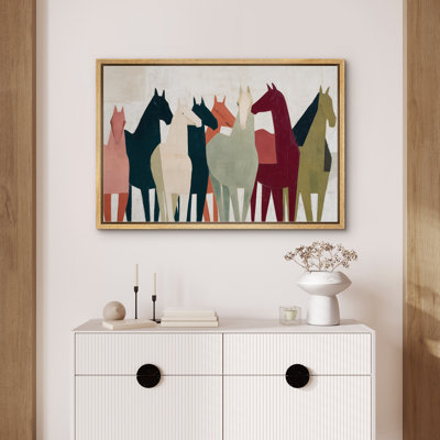 Abstract Geometric Multi-Colored Horses Print Pictures Frame Canvas Print Wall Art