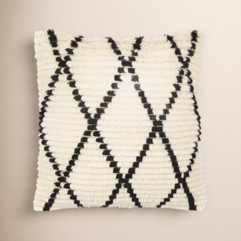 Cyan Geometric Wool Pillow Cover, 18" H x 18" W, No Fill