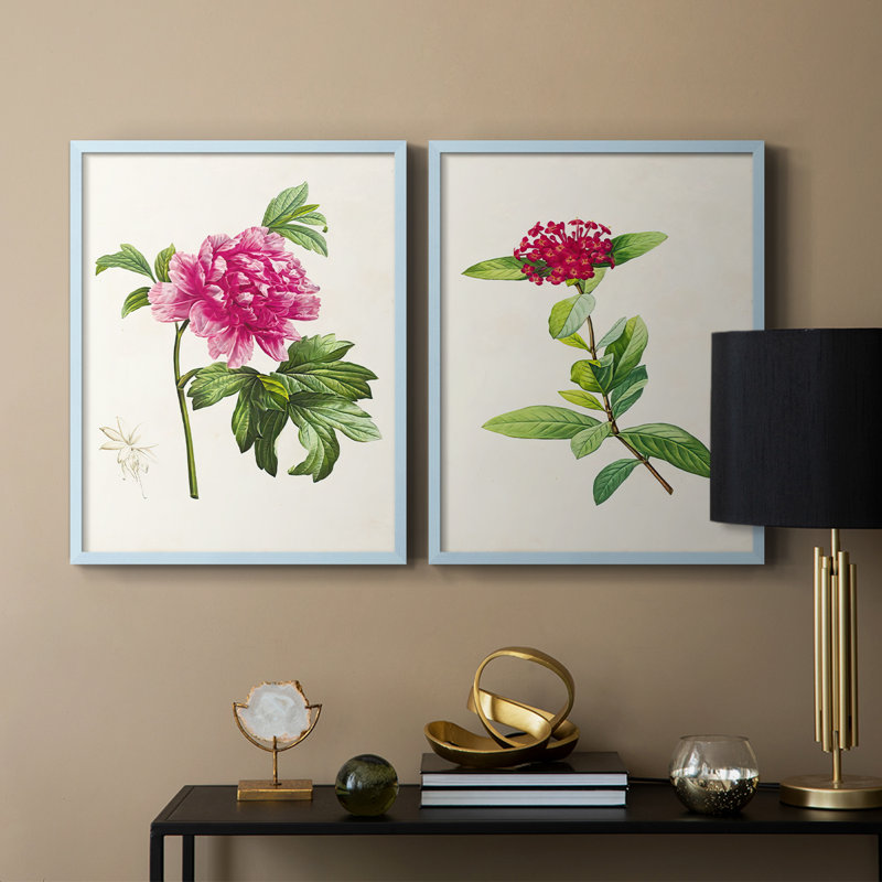 Impression encadrée PrettyPinkBotanicalsI-Premium - prête à être accrochée - aucun clou requis - aucun clou requis, Bleu