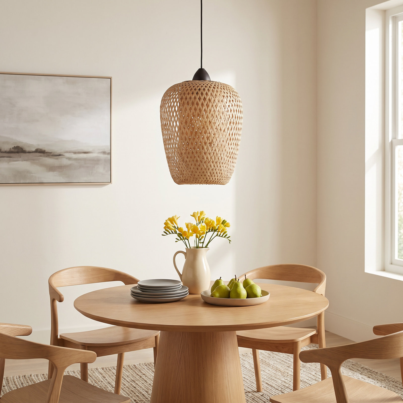 Alisson Single Light Rattan Dimmable Pendant