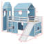 Twin Loft Bed Embellished With Slide, Tent, And Tower-295815717