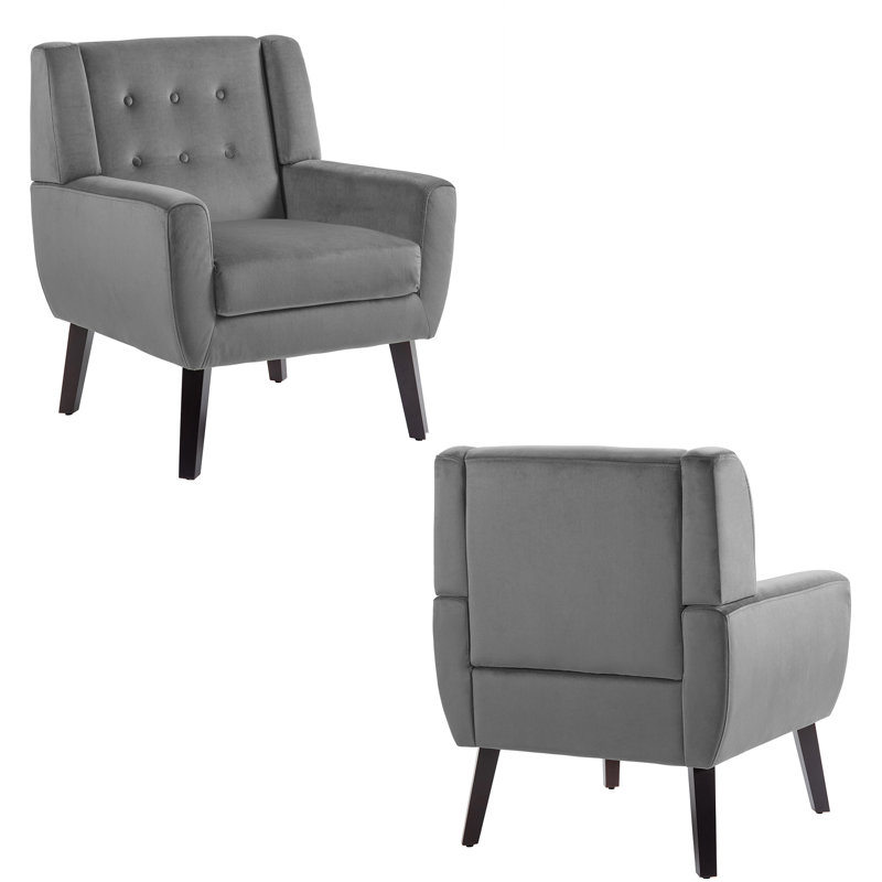 Jaqueze 73.4 Cm Wide Cotton Armchair, Grey Velvet