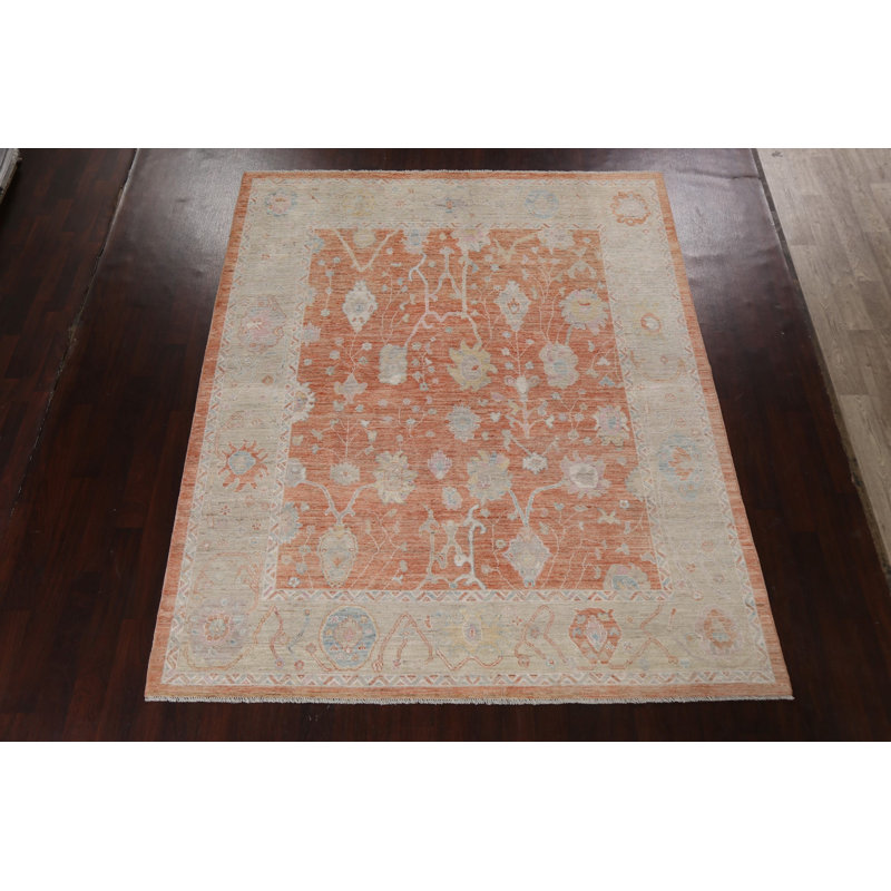 Tapis turc Oushak en sourdine noué à la main 8 x 10