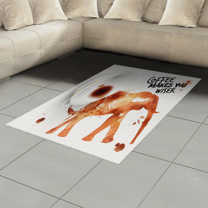 Coffee Art High Density Long Fiber Poly Threads Decorative Area Rug Carpet, Rectangle 4' x 5'8"