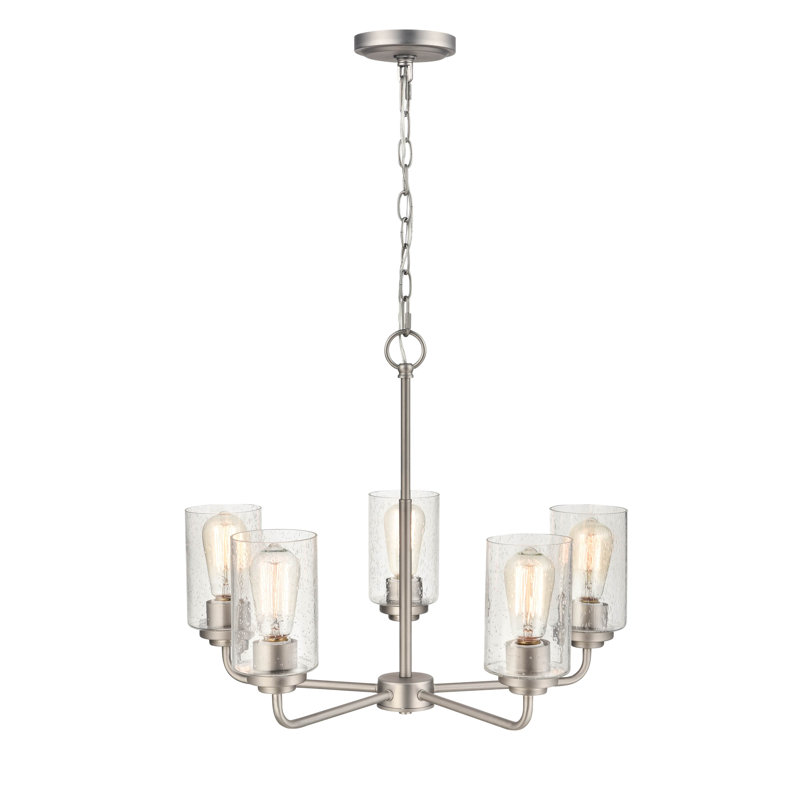 Lustre linéaire moderne unique à 5 lumières Moven, Nickel satiné