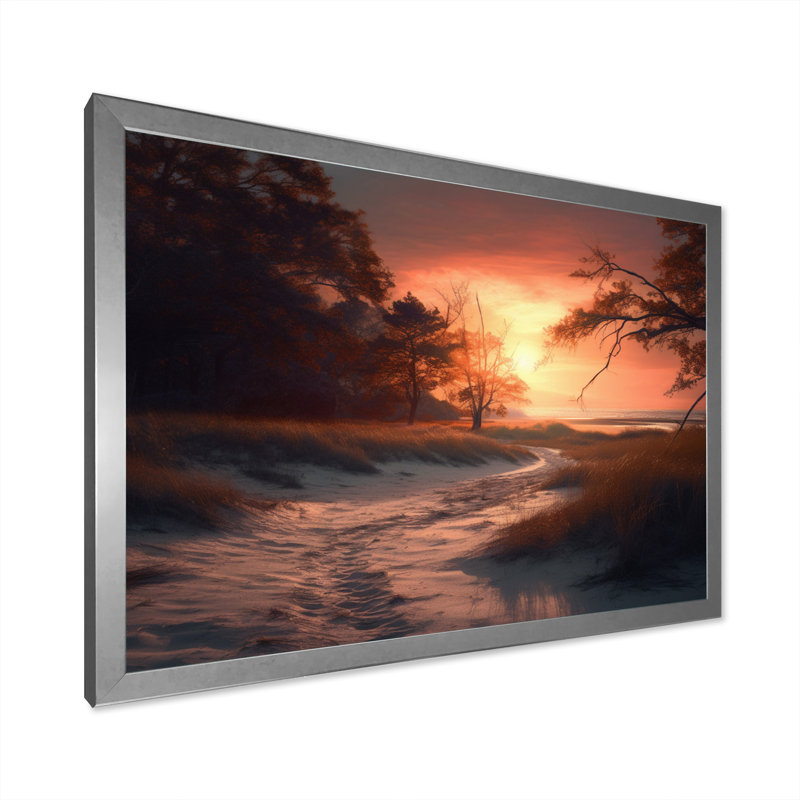 «Beachside Sunset I», reproduction sur toile, H 30 po x l 40 po x P 1,5 po, Cadre photo argenté