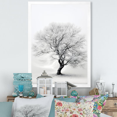 " White Tree Monochrome Whispering Leaves "