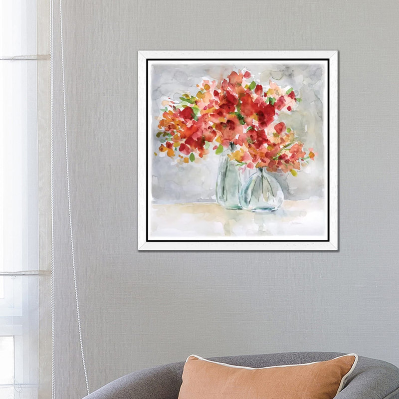 Arrangement by Carol Robinson - Painting, 66.04 cm H x 66.04 cm W, White Floater Framed