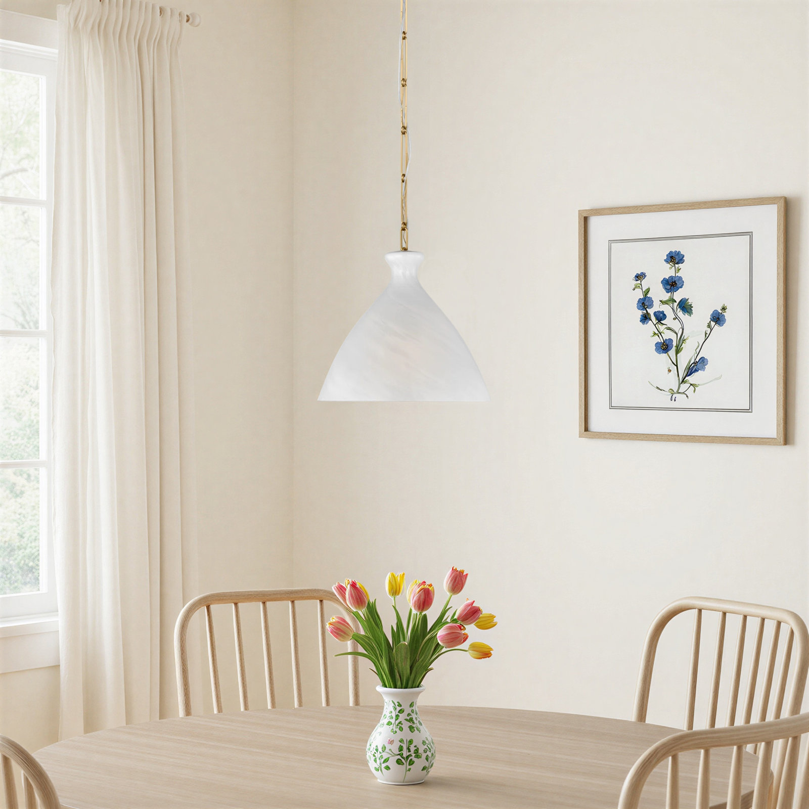 Giacomo Single Light Glass Steel Dimmable Pendant, Striated Glass