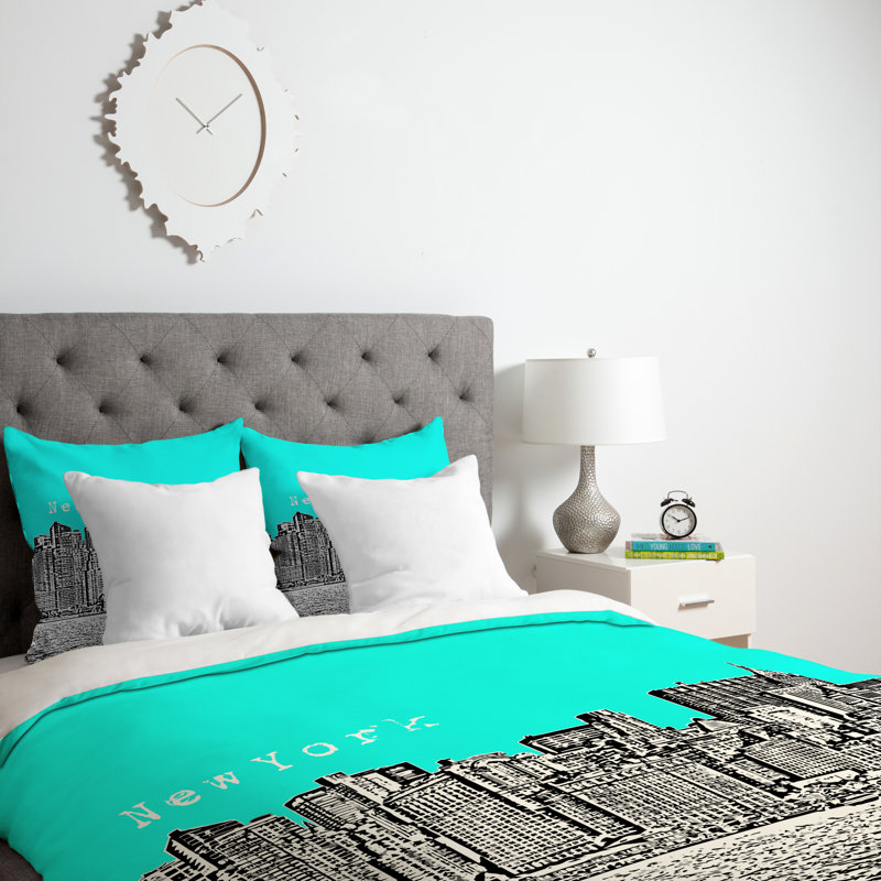 Bird Ave Modern & Contemporary Polyester Duvet Cover, King, Aqua