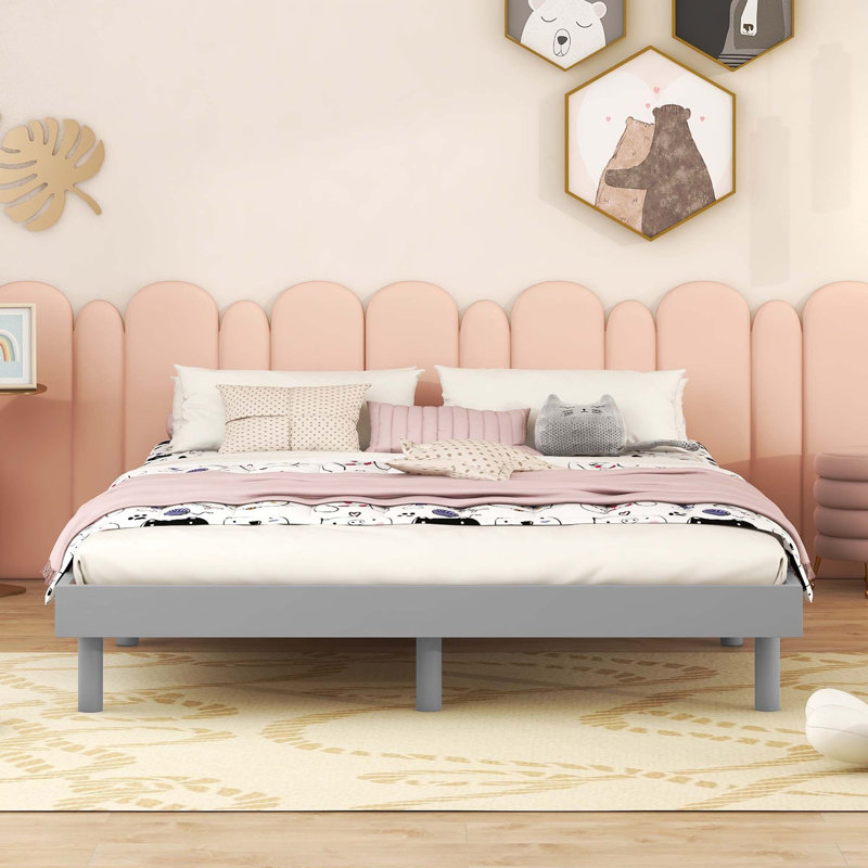 Modern Design Full Floating Platform Bed Frame, Gray, Full