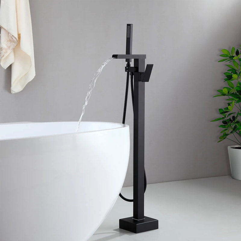 1 Handle Floor Waterfall Faucet, Black