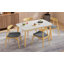 Ensemble de table de salle à manger 5 pièces, 1 table, 4 chaises, structure, dossier ergonomique, chaises rembourrées, noyer et gris anthracite-1604276805-1604276806-1604276801