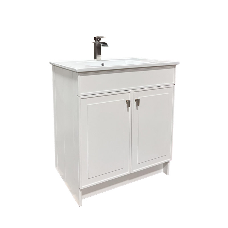 Meuble-lavabo simple 31 "avec plateau SmartFold, Nickel brossé