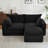 Comfortable Black Sectionals, Corduroy L-shape Couch For Modern Living Room