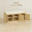 Banc à chaussures avec rotin tissé, banc à chaussures avec coussin, tablettes réglables, banc d'entrée pour chambre à coucher, salon, ton chêne