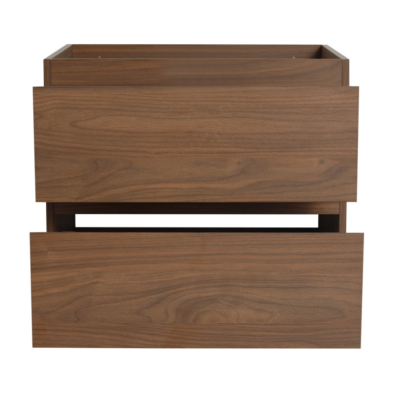 Meuble-lavabo de style moderne de 24 po avec grain de bois, design flottant et tiroir à fermeture en douceur - Élégant et fonctionnel en chêne brun, glissade lisse aux 2/3 rallonges facile à entretenir