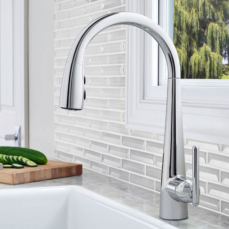 Lita Pull Down Single Handle Kitchen Faucet, Polished Chrome