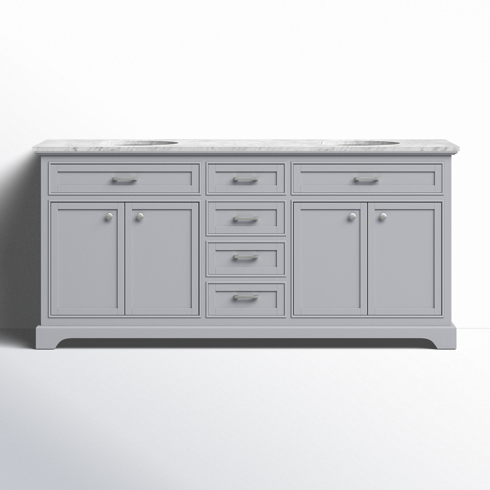 Hermes 72'' Double Bathroom Vanity, Carrara White Gray, Dark Gray