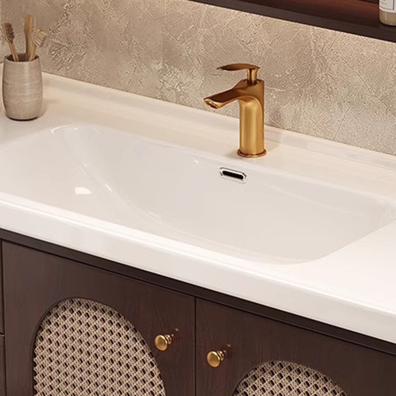 Meuble-lavabo simple de style américain, H 21,7 po x l 47,2 po x P 19,7 po, Marron foncé